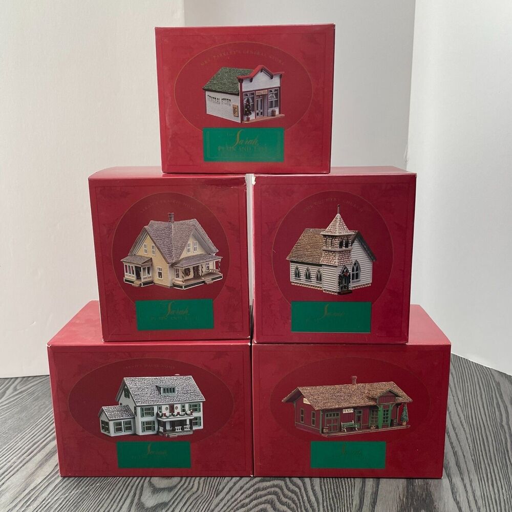 Vintage Hallmark Sarah Plain and Tall Lot of 5 Houses Christmas Holiday Open Box